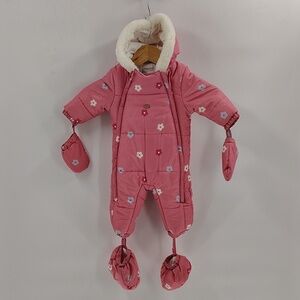 Mayoral infant size 2 to 4 months pink floral with hood easy in and off